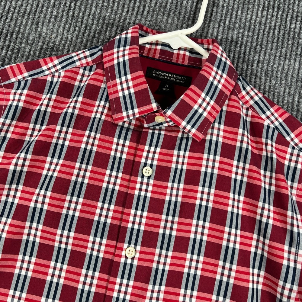 Banana Republic Shirt Mens Small Red Plaid Long Sleeve Button Up Slim Fit